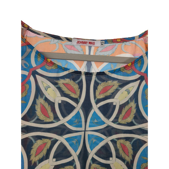 Johnny Was Silk Art Nouveau Boho Blouse Top Size XS - Picture 2 of 8
